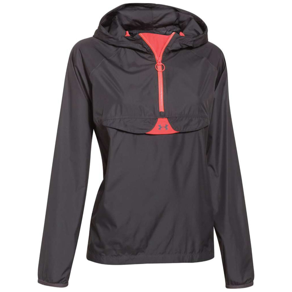 Under Armour Storm Gray Coral Hooded Heatgear Windbreaker Size Large